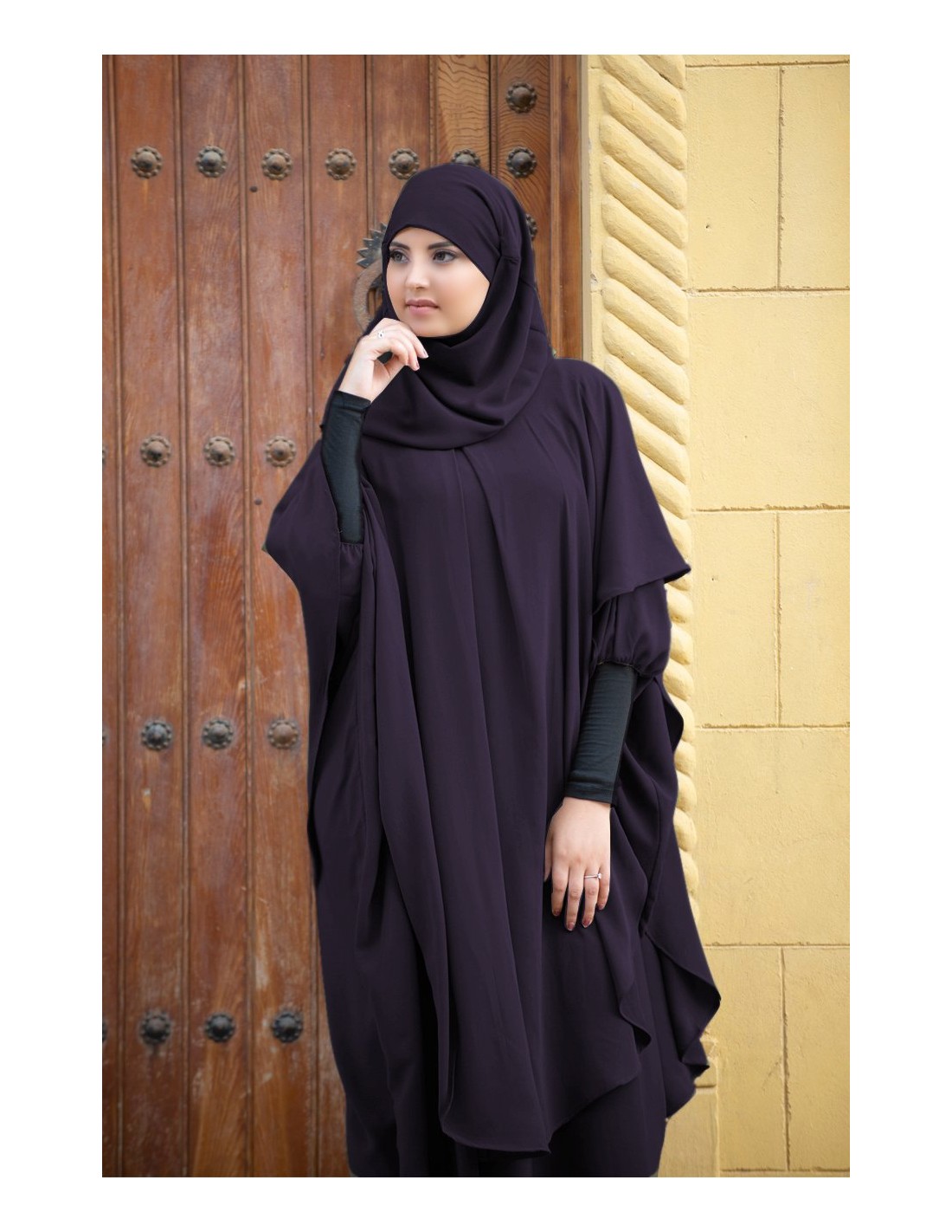 Abaya Khaleej + long khimar avec hijab intégré