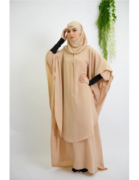 Abaya Khaleej + langer Khimar mit eingebautem Hijab