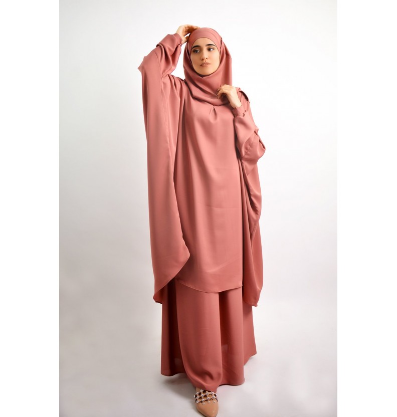 Tunic set with integrated hijab + skirt