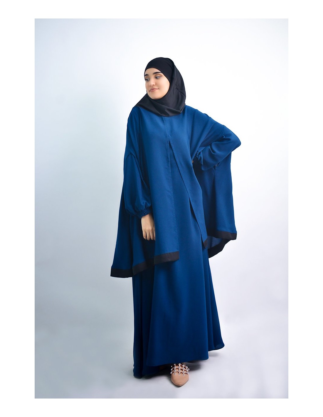 Abaya parapluie + cape hijab intégré Young