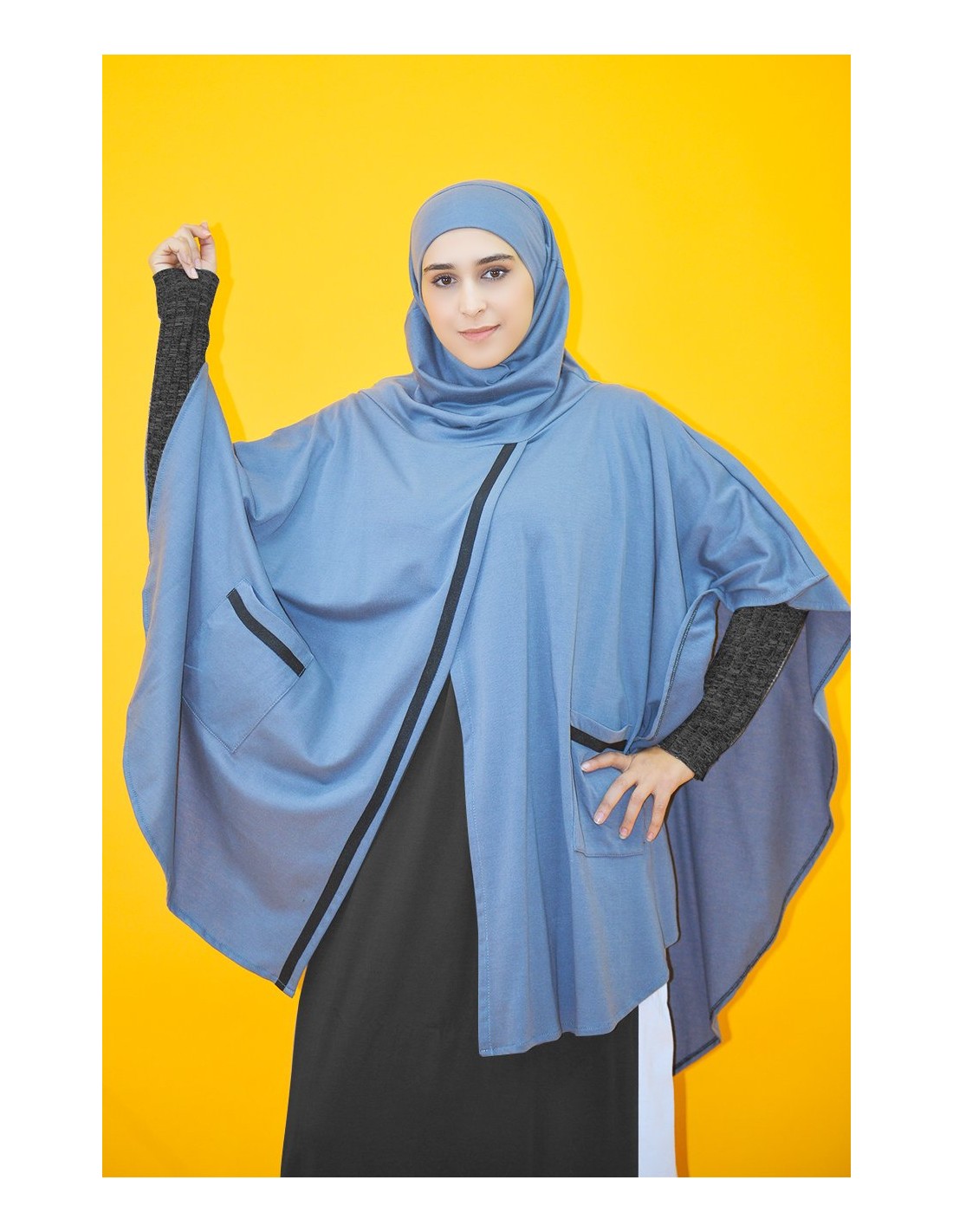 Cape with integrated hijab fleece