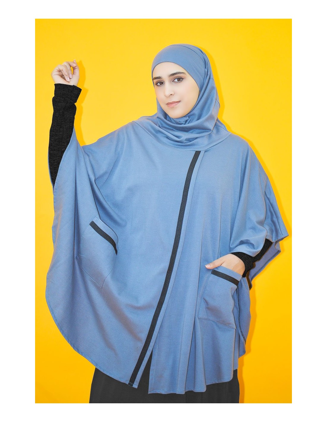 Cape with integrated hijab fleece