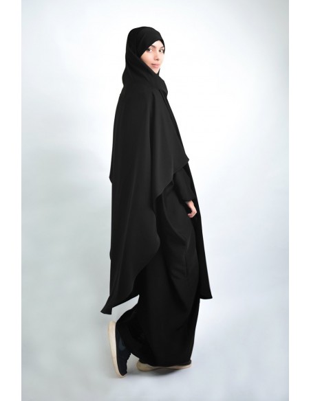 Abaya Khaleej + long khimar avec hijab intégré