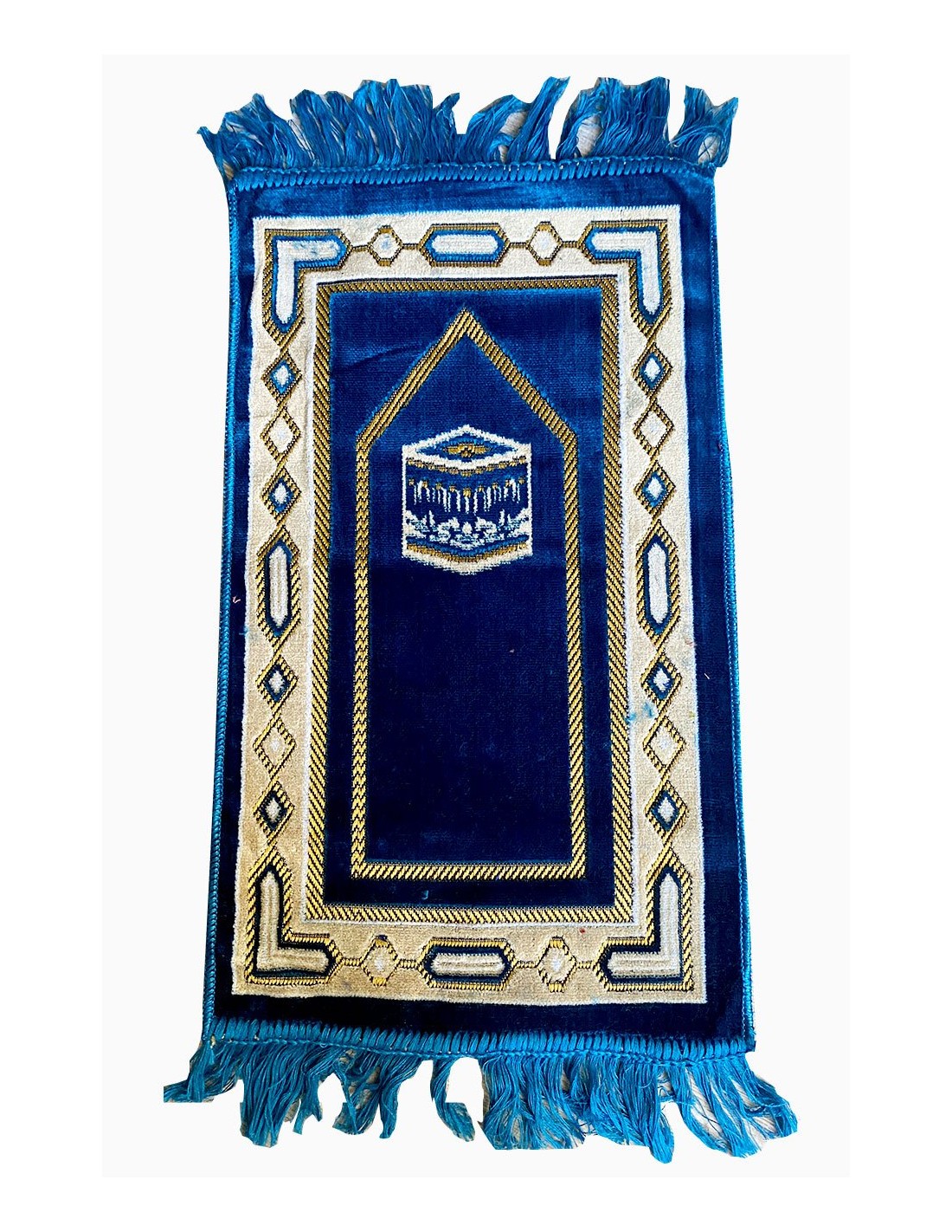 Turquoise blue Makkah child prayer mat