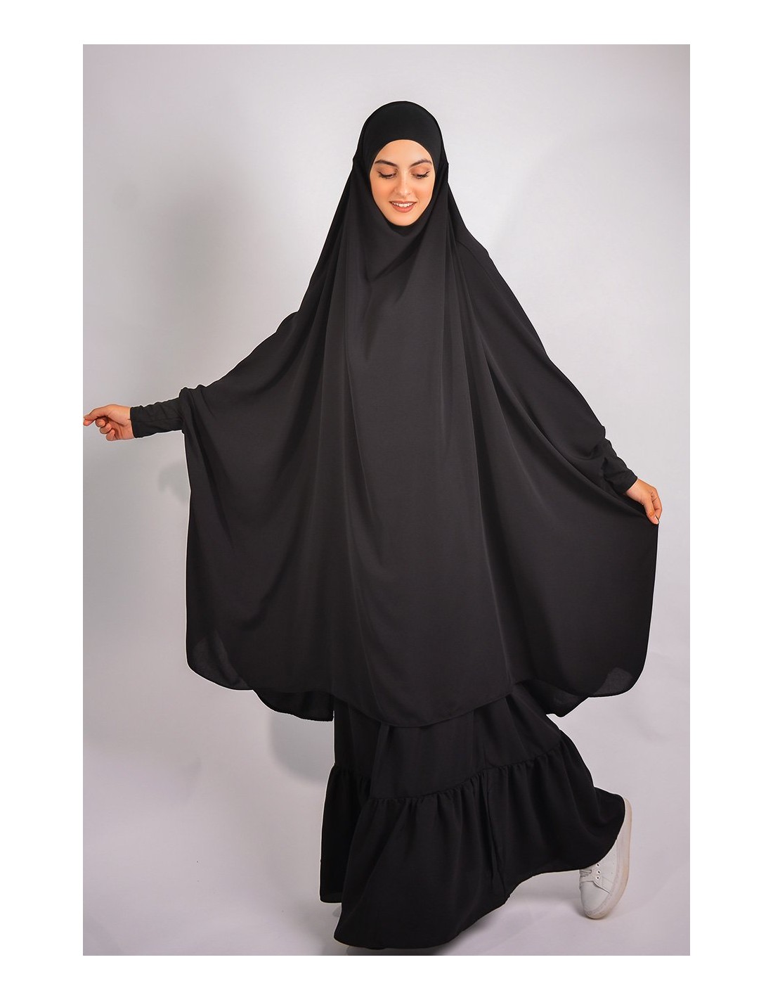 Jilbab al baida à fronces