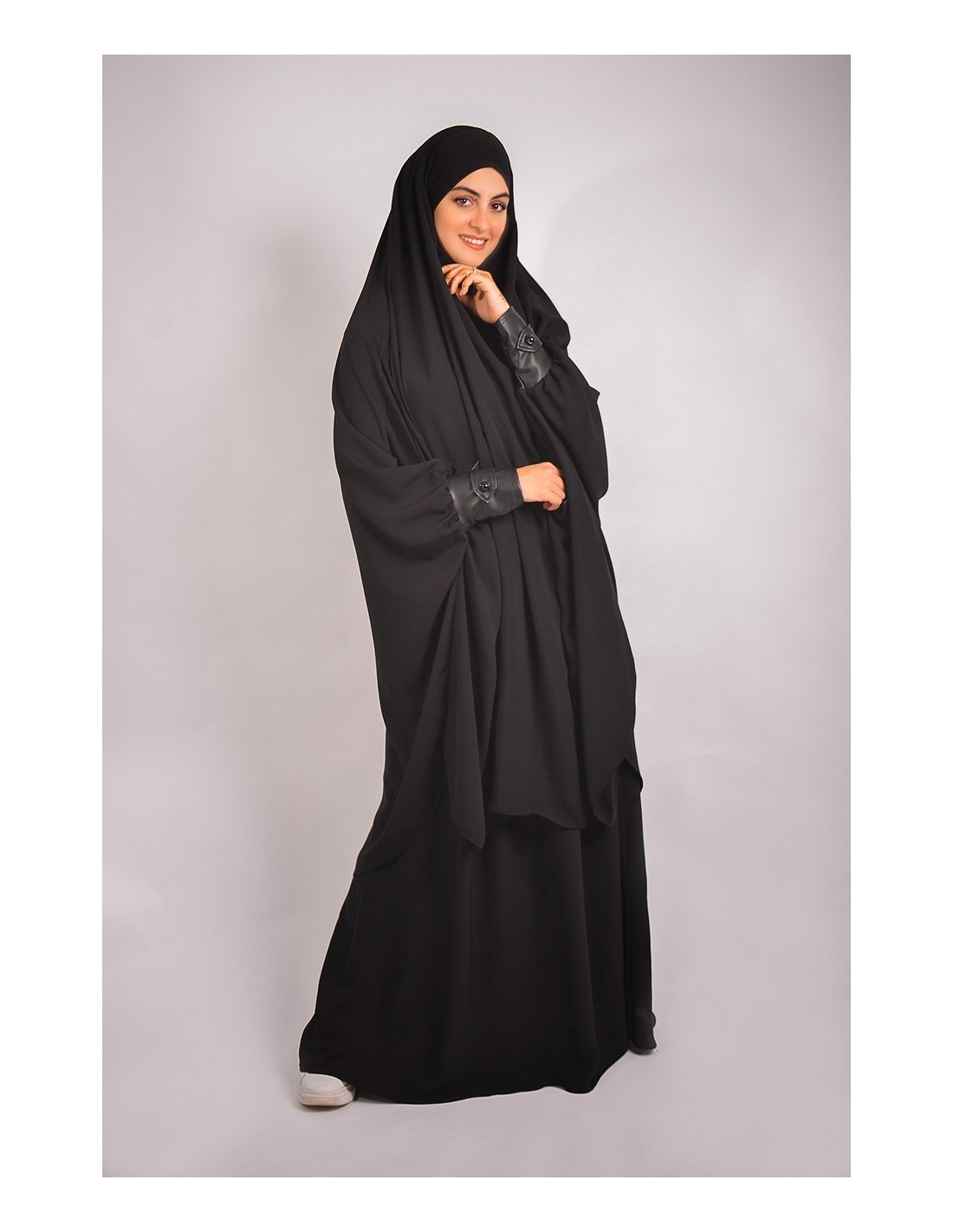 Jilbab All cuero negro