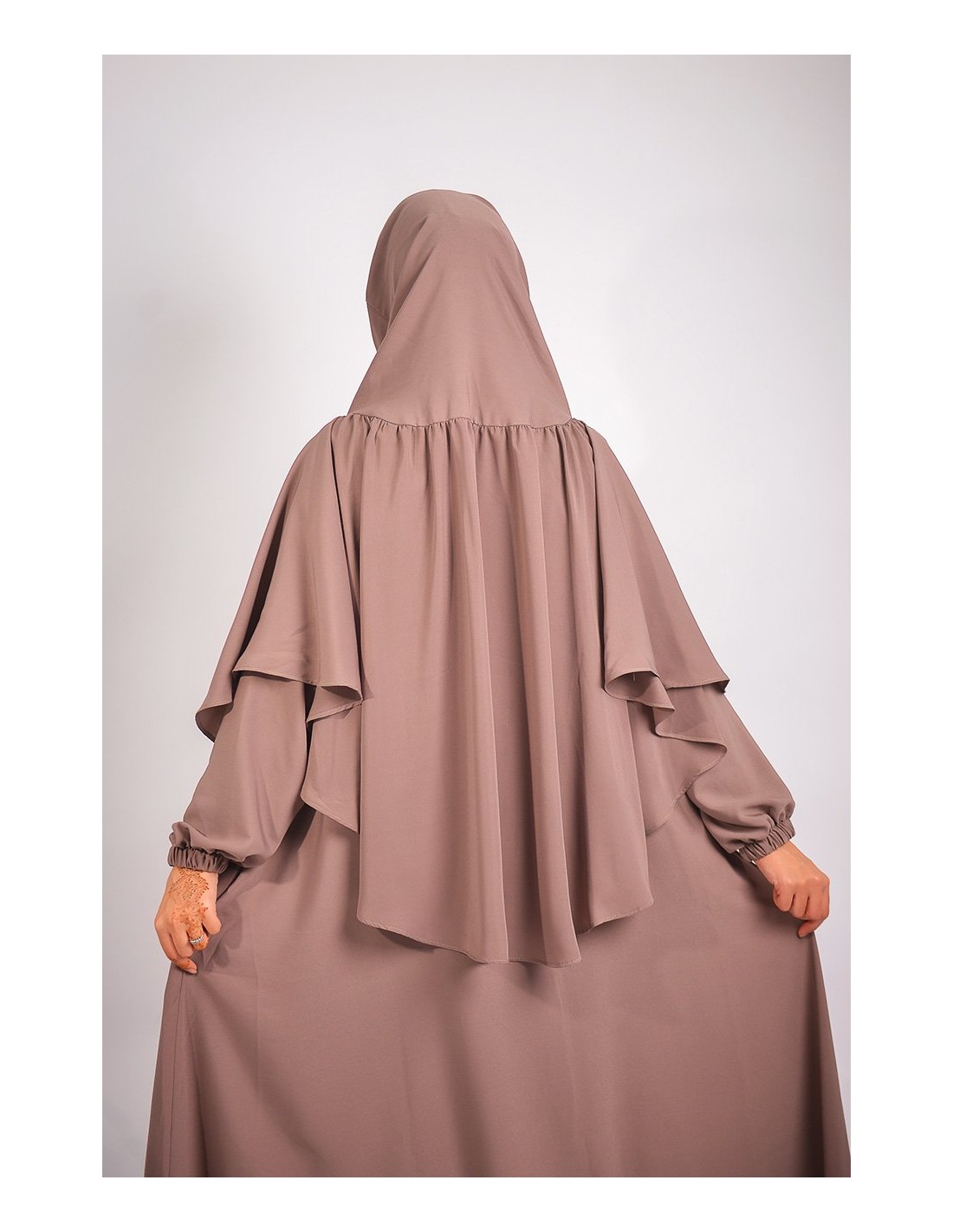 ABAYA REGENSCHIRM + KHIMAR MIT STIRNRUNZELN