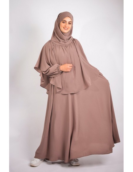 ABAYA REGENSCHIRM + KHIMAR MIT STIRNRUNZELN