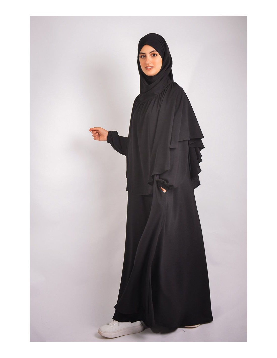 ABAYA PARAPLUIE + KHIMAR A FRONCES